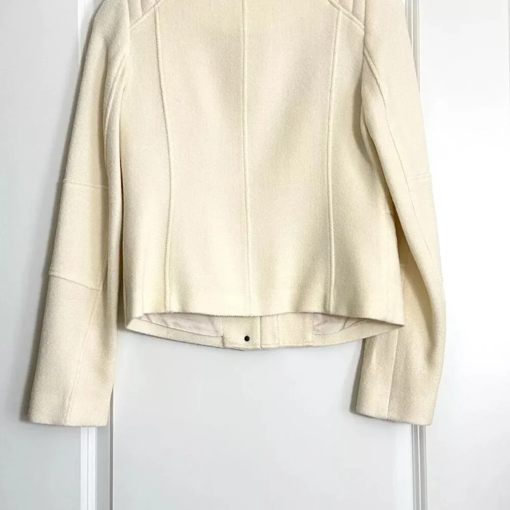 Women's NWT VINCE Wool Blend Moto Jacket in Off-White Size 4
